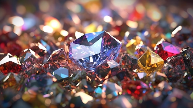 Fotografia makro wielobarwnych kryształów diamentu