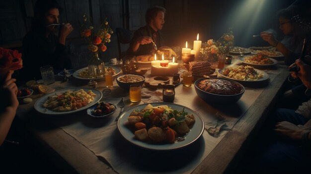 Fotografia obiadowa przyjaciela to niezwykle realistyczny, piękny obraz wygenerowany przez sztuczną inteligencję