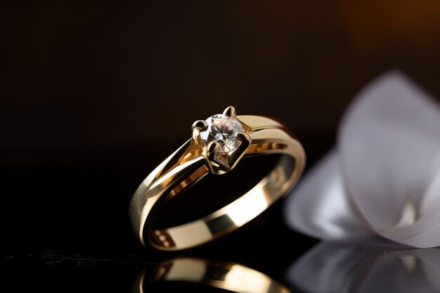 Zdjęcie fotografia pierścionka ślubnego z brylantem na specjalne wydarzenie generatywnej ai