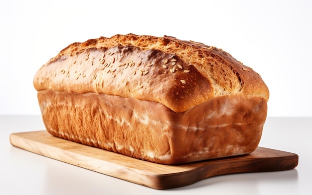 Fotografia produktu chleba pszenicznego wystawa kulinarna generatywna przez Ai