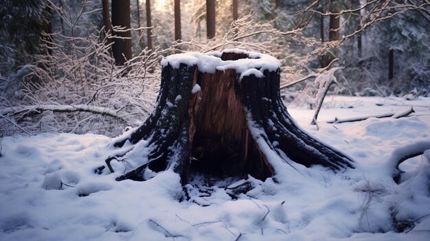 Fotografia Snow Hollow Stump Hd