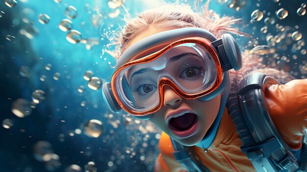 Zdjęcie fotografia sportowa pod wodą przez postacie 3d