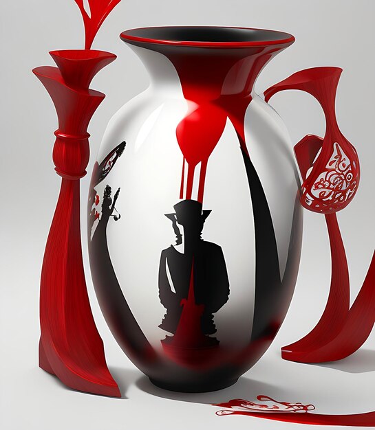 Fotografia w wysokiej rozdzielczości przedstawiająca jasno i pięknie czerwony wazon