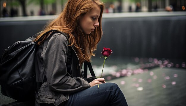 Fotografia z okazji Dnia Pamięci 911 Smutek i tęsknota 11 września Dzień Patrioty Emocjonalna sesja zdjęciowa