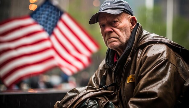 Fotografia z okazji Dnia Pamięci 911 Smutek i tęsknota 11 września Dzień Patrioty Emocjonalna sesja zdjęciowa