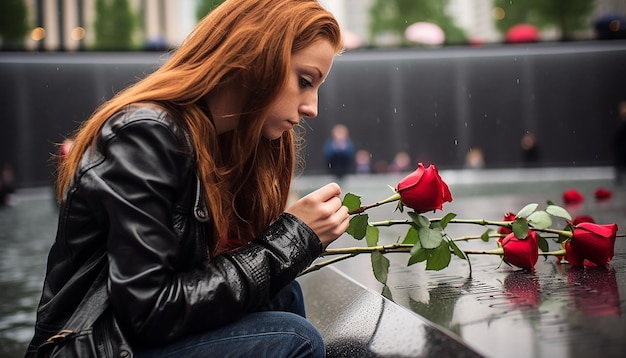 Fotografia z okazji Dnia Pamięci 911 Smutek i tęsknota 11 września Dzień Patrioty Emocjonalna sesja zdjęciowa