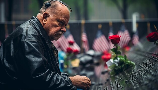 Fotografia z okazji Dnia Pamięci 911 Smutek i tęsknota 11 września Dzień Patrioty Emocjonalna sesja zdjęciowa