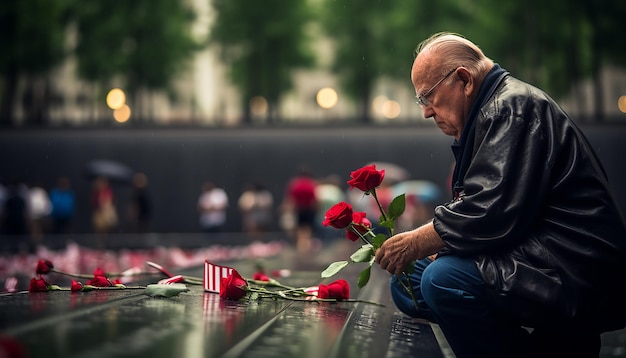 Fotografia z okazji Dnia Pamięci 911 Smutek i tęsknota 11 września Dzień Patrioty Emocjonalna sesja zdjęciowa