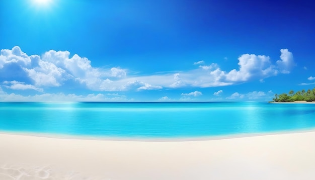 Fotograficzny letni krajobraz słonecznego dnia na plaży z falami z kolorowego letniego szablonu c