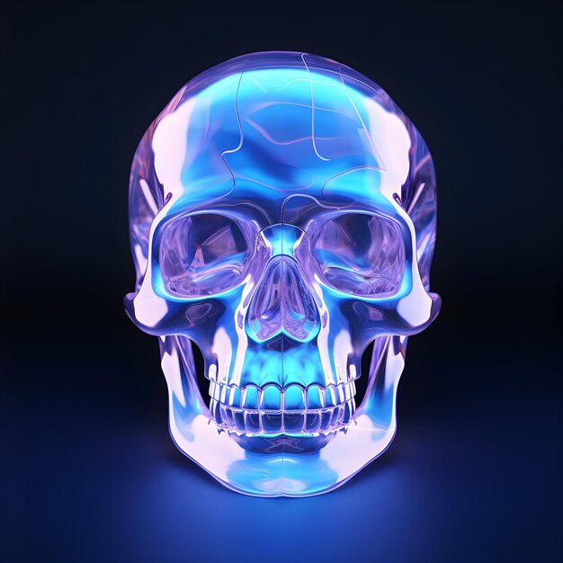 Zdjęcie fotograficzny plakat medyczny anatomii 3d ludzkiej czaszki hologram halloween dzień generatywny ai