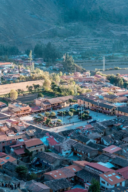 Fotografie cytadeli Inków w Ollantaytambo w Świętej Dolinie Inków.