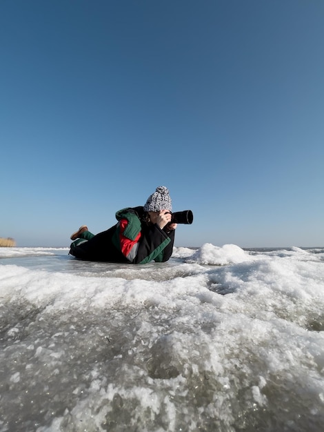Fotografka Fotografująca Zimową Przyrodę