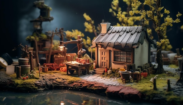 Fotorealistyczna diorama scena sesji zdjęciowej niestandardowa scena