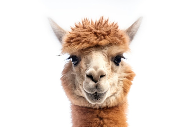 Fotorealistyczna ilustracja generatywnej AI Alpaca uroczy zwierzęcy futro głowy