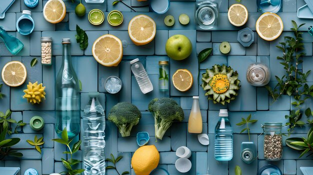 Zdjęcie fotorealistyczne płytki zero waste lifestyle bezszwodowe płytki inspirowane zrównoważonym stylem życia