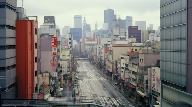 Fotorealistyczne Tokio w latach 60. XX w. Samochody uliczne w Tokio. Uchwycenie ducha. Japonia