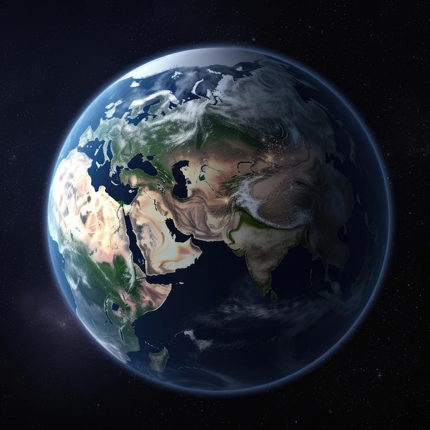 Fotorealistyczny globus w pełnym rozmiarze z kosmosu