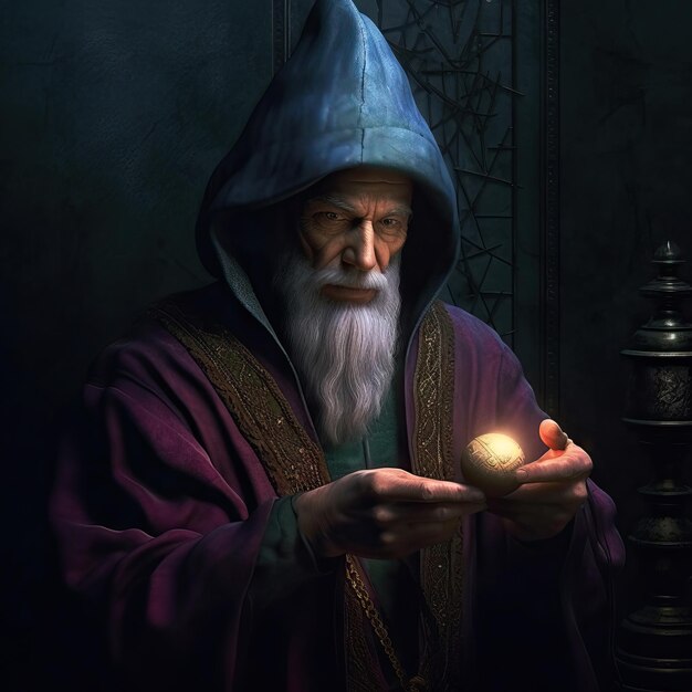 fotorealistyczny obraz magik i czarownik