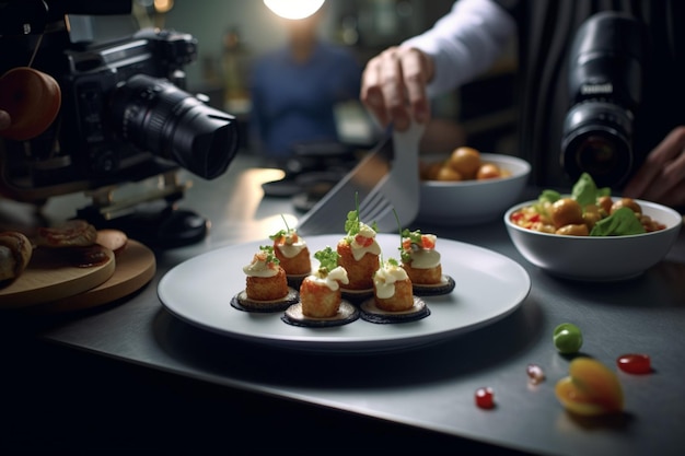 Fotorealistyczny profesjonalny fotograf reklamujący żywność