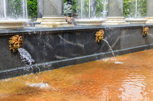 Fragment fontanny Lion's Cascade w dolnym parku Peterhof w Sankt Petersburgu w Rosji