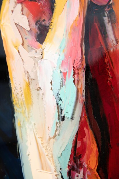 Zdjęcie fragment malarstwa olejowego został namalowany nożem paletowym i farbami olejowymi na okrągłym