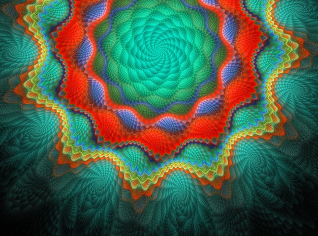 Zdjęcie fraktal kolorowe abstrakcyjne okrągłe krzywe i linie na czarnym tle