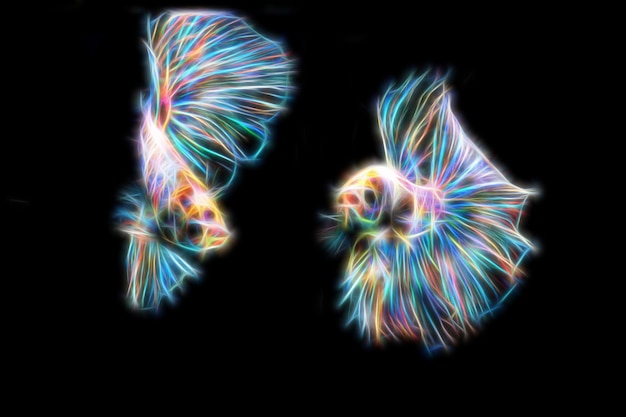 fraktalowa abstrakcyjna neonowa ryba betta