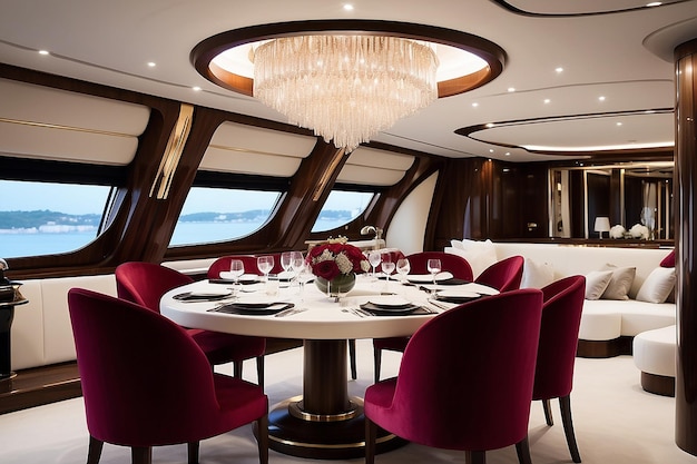 Francja Cannes luksusowy jacht Continental 80 stocznia Cantieri Navali del Mediterraneo dinette