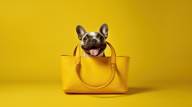 francuski byk na żółtym tle Pies domowy Pies krzyżowy Pies