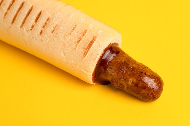 Francuski Hot Dog żółty Widok Z Boku