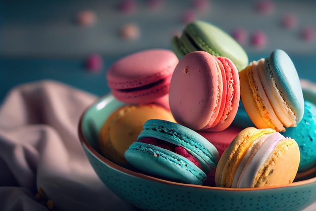 Francuskie ciasteczka macaron przeznaczone do walki radioelektronicznej 3d ilustracji Generative AI