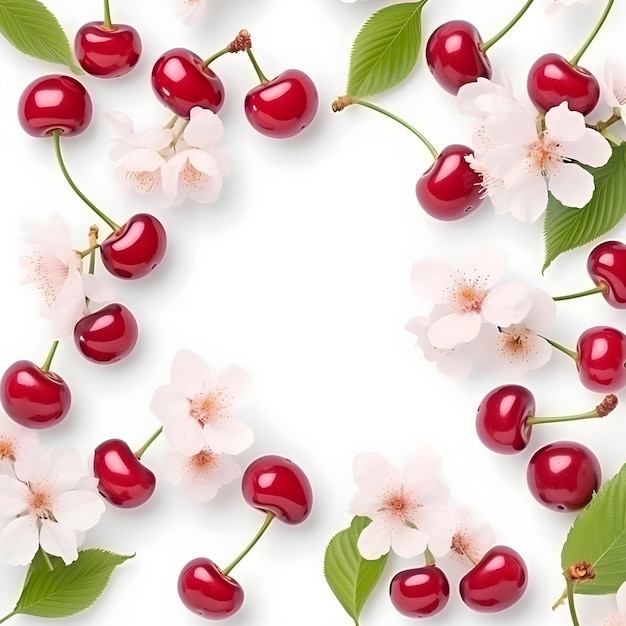 Zdjęcie fresh fruit social media banner template i post design z soczystego czerwonego koloru wiśni