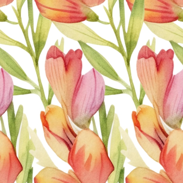 Zdjęcie frezja kwiat bez szwu akwarela stype wzór do druku tekstylnego letnia sukienka tkanina drukuj kwiatowy