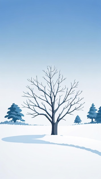 Zdjęcie frosty tranquility winter landscape with snow and tree in stylish harmony