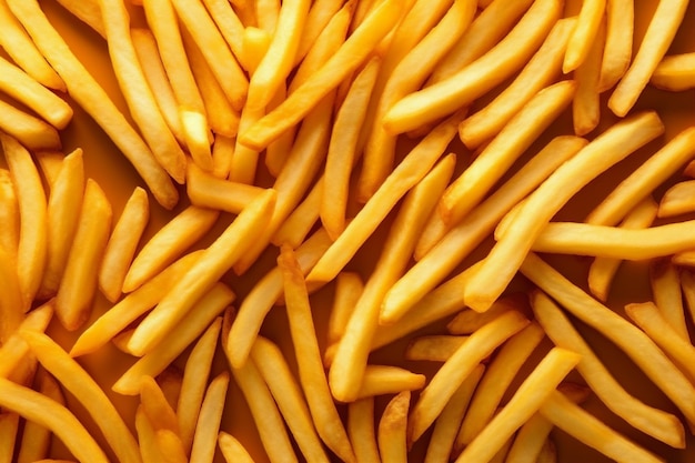 Frytki posiłek francuski przekąska jedzenie tło chipsy ziemniaczane tłuszcz francuski smaczny generatywny AI