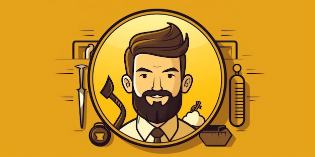 Fryzjer maskotka do grafiki liniowej logo firmy Generative AI