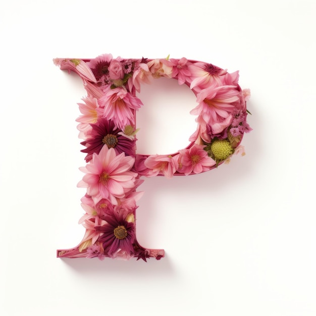 Fuchsia Wood Letter P Malarskie realistyczne Pinkcore Floral Art