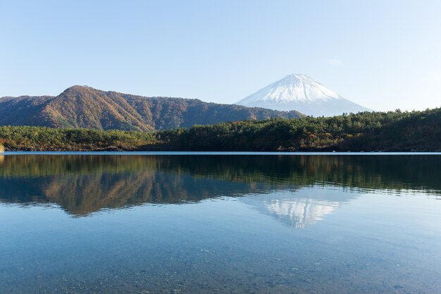 Fuji góra i jezioro saiko