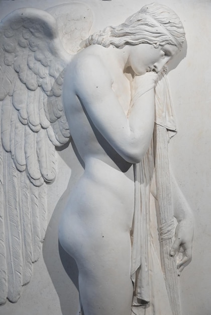 Funeral Angel autorstwa Antonio Canova 1818 Starożytny posąg sztuka vintage