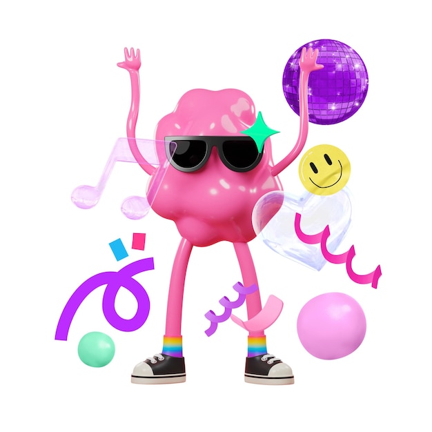 Funky bubblegum png naklejka mieszane media przejrzyste tło