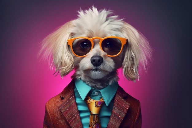 Funky Fashion Dog ubrany w fajną sukienkę Jack Generative Ai