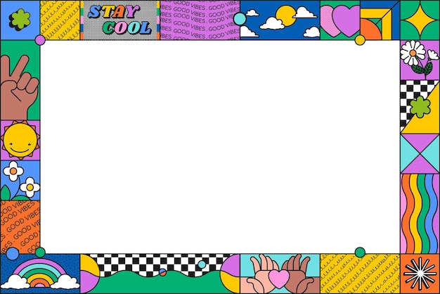Funky png ramka chłodna kolorowa granica przezroczyste tło