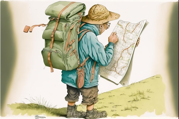 Zdjęcie funny_illustration_painting_showing_lost_hiker