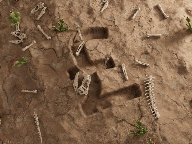 Zdjęcie funt szterling waluta ziemia otwór suche kopalne martwe wykopaliska ilustracja 3d