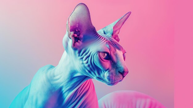 Furaffinity style sphynx cat with white pale skin 80s vibes nostalgic retrowave ar 169 style raw stylize 50 v 6 Job ID ad0fda7b18a74dd0b4475523adbc56d8