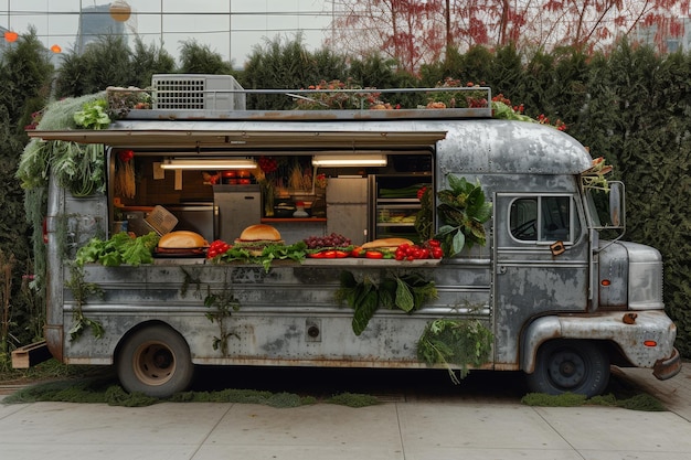 Furgonetka z ulicznym jedzeniem, ciężarówka z jedzeniem.