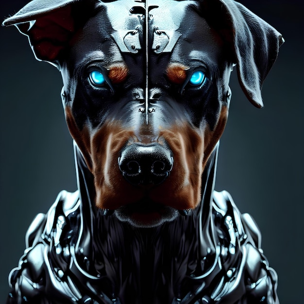 Furturysta-doberman i pół-policyjny cyborg