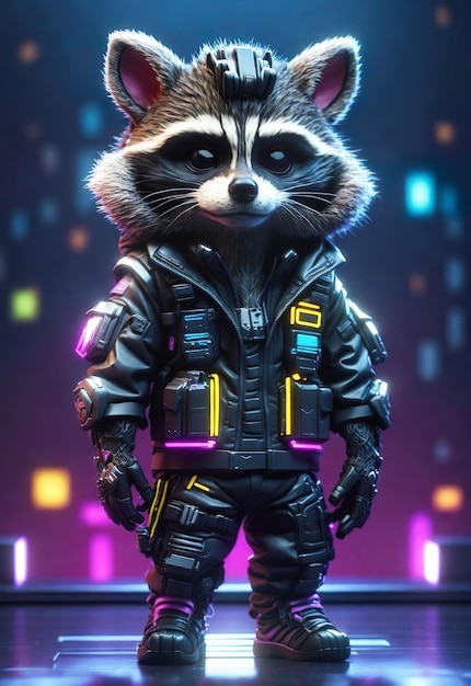 Futuristic Sci fi Racoon w wysokiej rozdzielczości