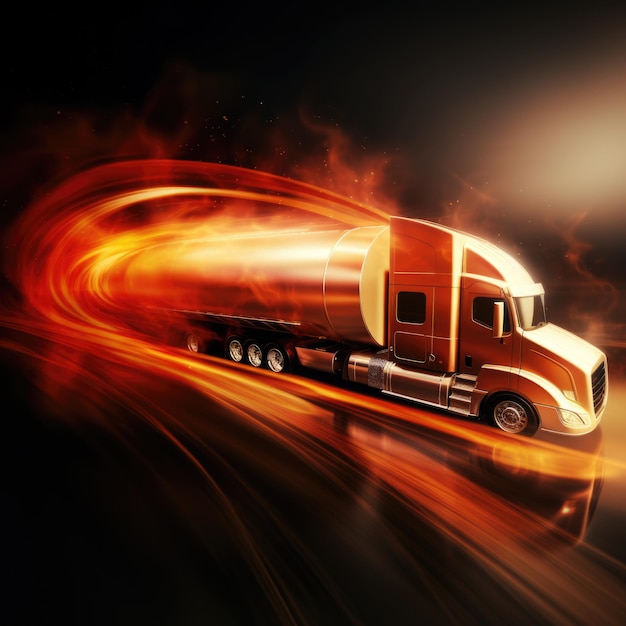 Zdjęcie futuristyczna ilustracja tła z ciężarówką
