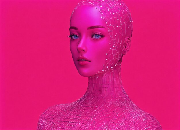 Zdjęcie futuristyczna kobieta portret kobieta futurystyczna kobieta cyberkobieta cyborgwo